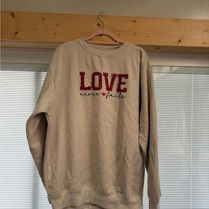 Love Tree Beige Crewneck Sweatshirt with Red